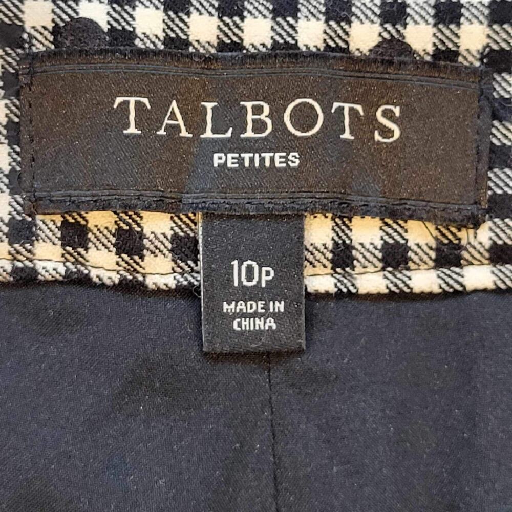 Talbots Pants Women's Wool Plaid Polka Dot Ankle Size 10P Black White Kitschy - Picture 7 of 9